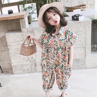 liligirl high quality girls floral print jumpsuit for children summer clothes sets 2019 new baby kids beach romper clothing set