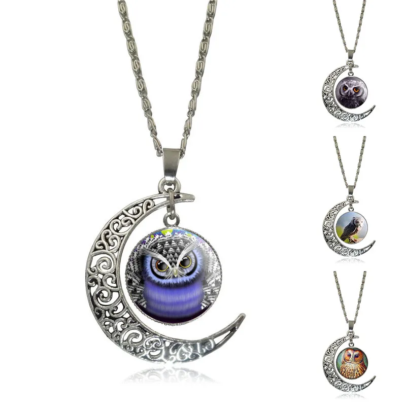 Винтажные ожерелья и подвески в виде совы искусство стеклянный круглый купол