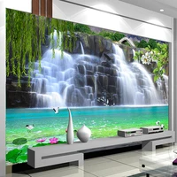 custom wall murals self adhesive removable wall sticker wallpaper waterfall nature scenery wall painting living room decoration