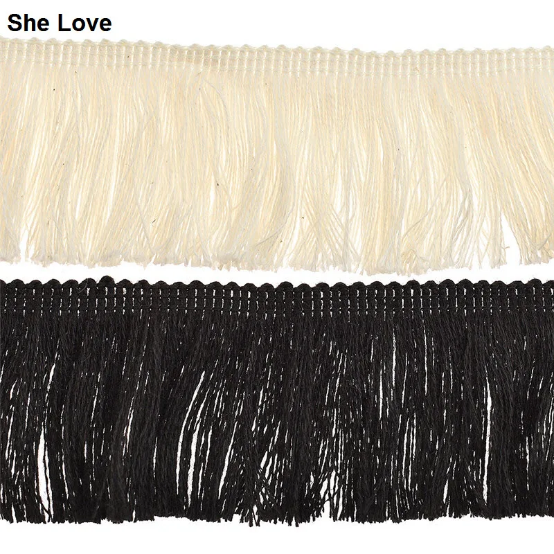 Она любит 2 ярдов черно белый цвет хлопок с бахромой кружевом кисточкой Diy