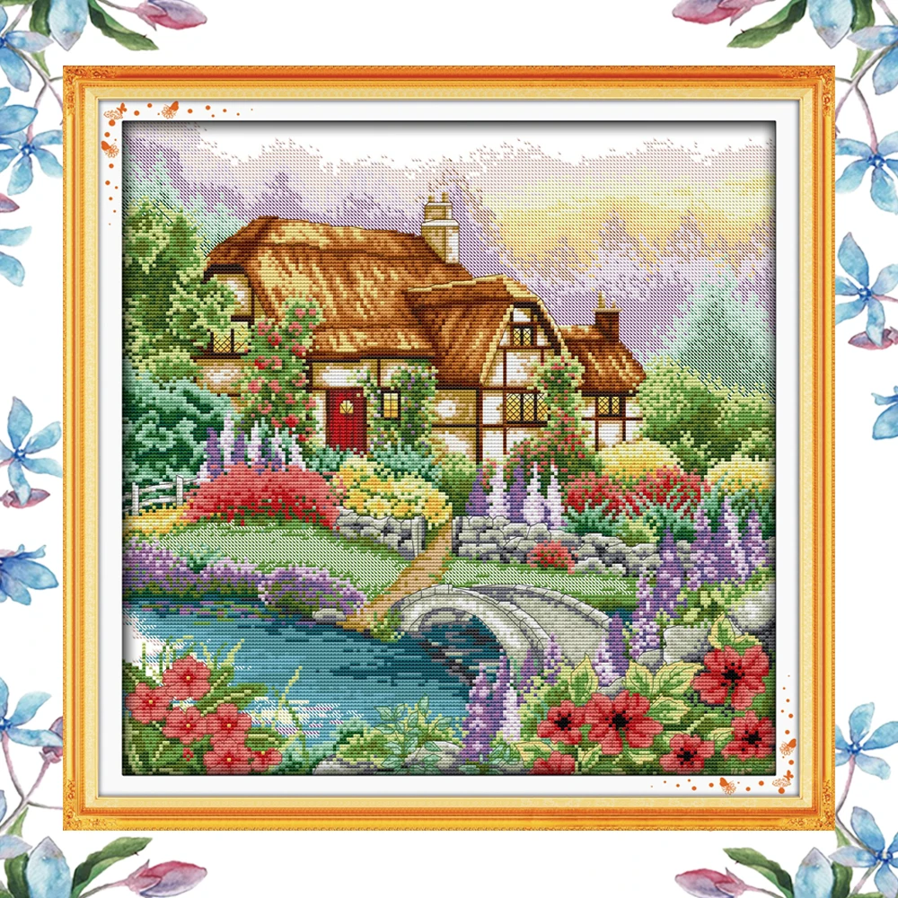 NKF Cabin with The Fragrance of Flowers Pattern Handmade Craft Needlework Cross Stitch Set Embroidery Kit Stitching Home Decor | Дом и сад