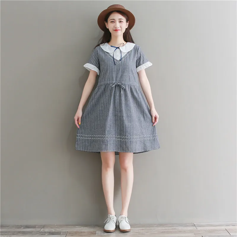 2019 Fashion Women Girls Retro Dress Summer Casual Striped Dresses Short Sleeve Mini Sundress Elegant Vestidos Clothes | Женская одежда