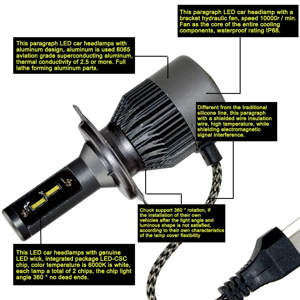 Автомобильные фары OkeyTech 2 шт. супер яркие водонепроницаемые 9000lm светодиодные