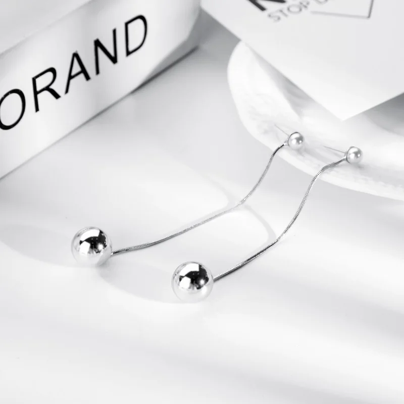 Новые модные Висячие медные длинные серьги HanCheng с двумя шариками круглые для