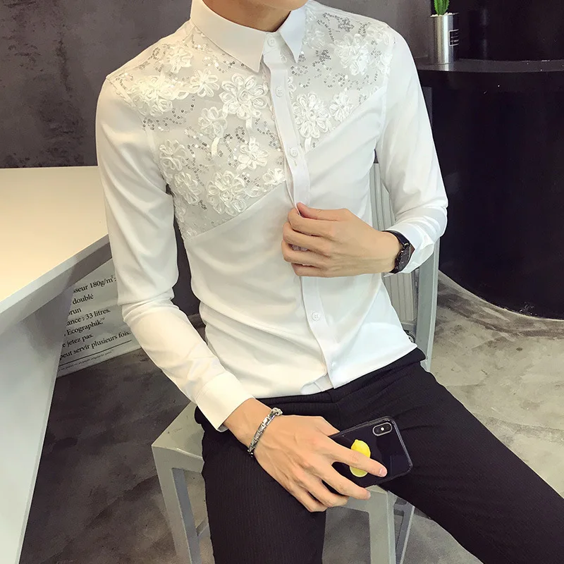 

Spring 2019 men's cultivate one's morality leisure lace long sleeve cardigan