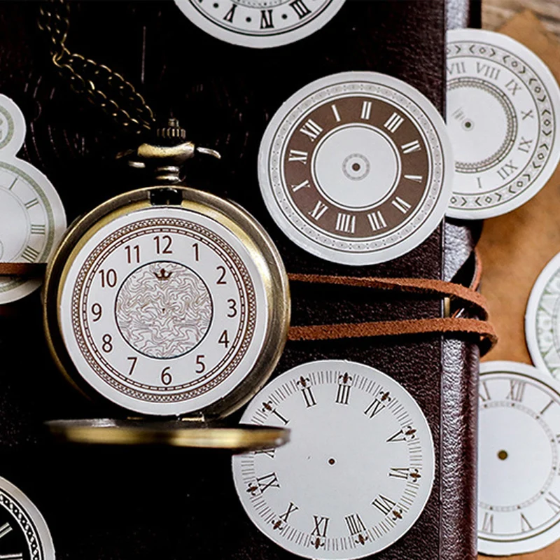 46 ⑤ кор. винтажные часы мини бумажная наклейка украшение сделай сам Дневник