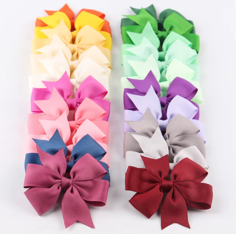 20 шт./лот 8 стилей ленты для волос банты с зажимами девочек детские заколки