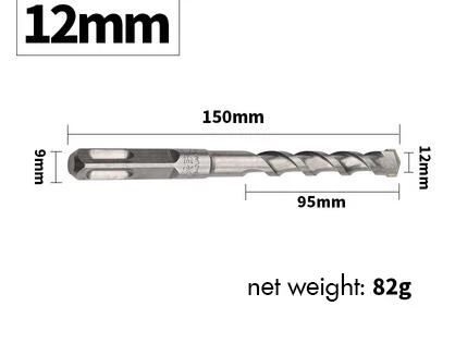 12x150 Square Shank 1 шт. электрическое ударное буровое долото 6/8/10/12 мм квадратный/круглый хвостовик, хром-ванадиевая сталь Сталь плюс для каменной кладки Бетон цемент стены - Цвет: 12x150 Square Shank