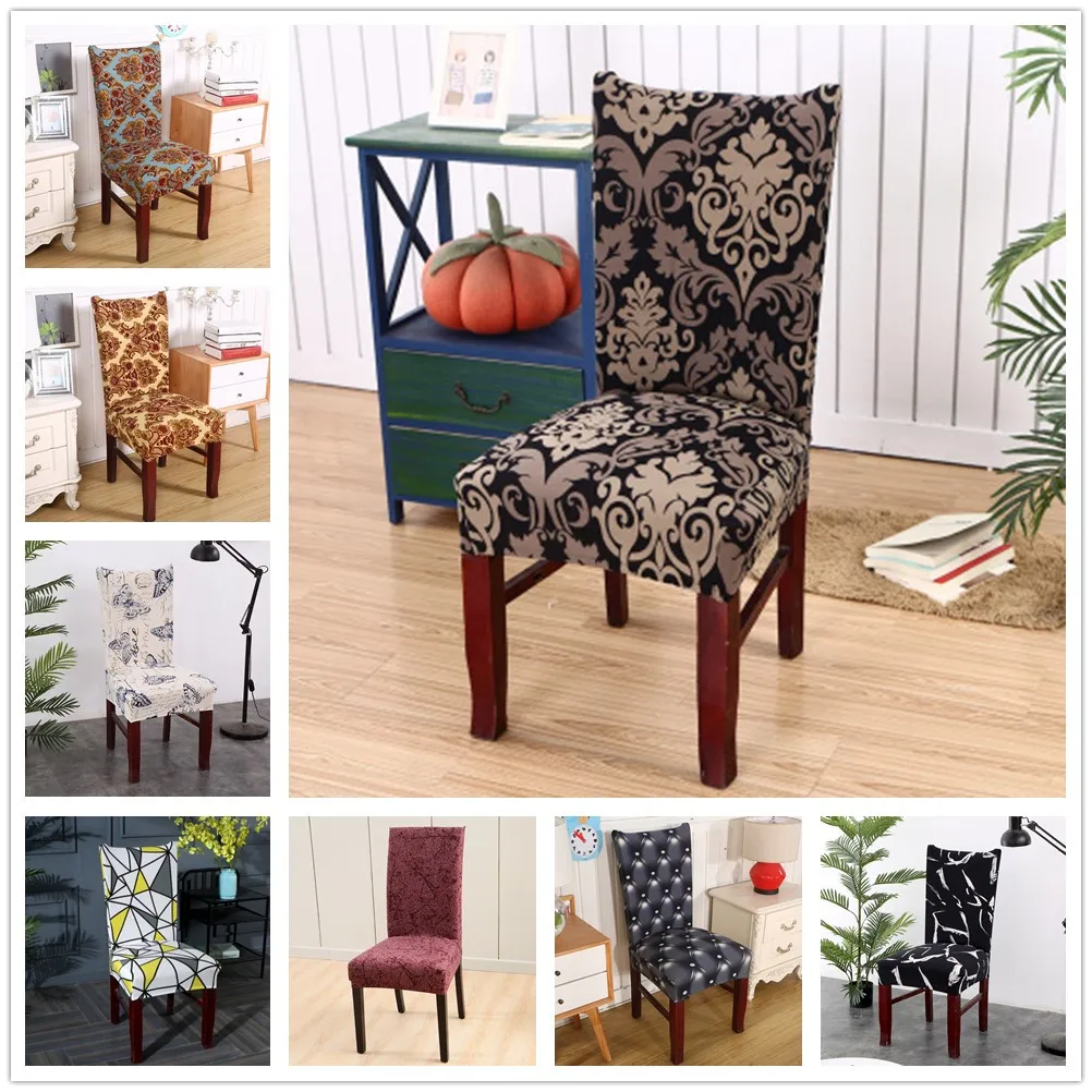 

Printing Spandex Stretch Chair Cover Big Elastic Seat Chair Covers Removable Slip covers Restaurant Banquet Home Decoration