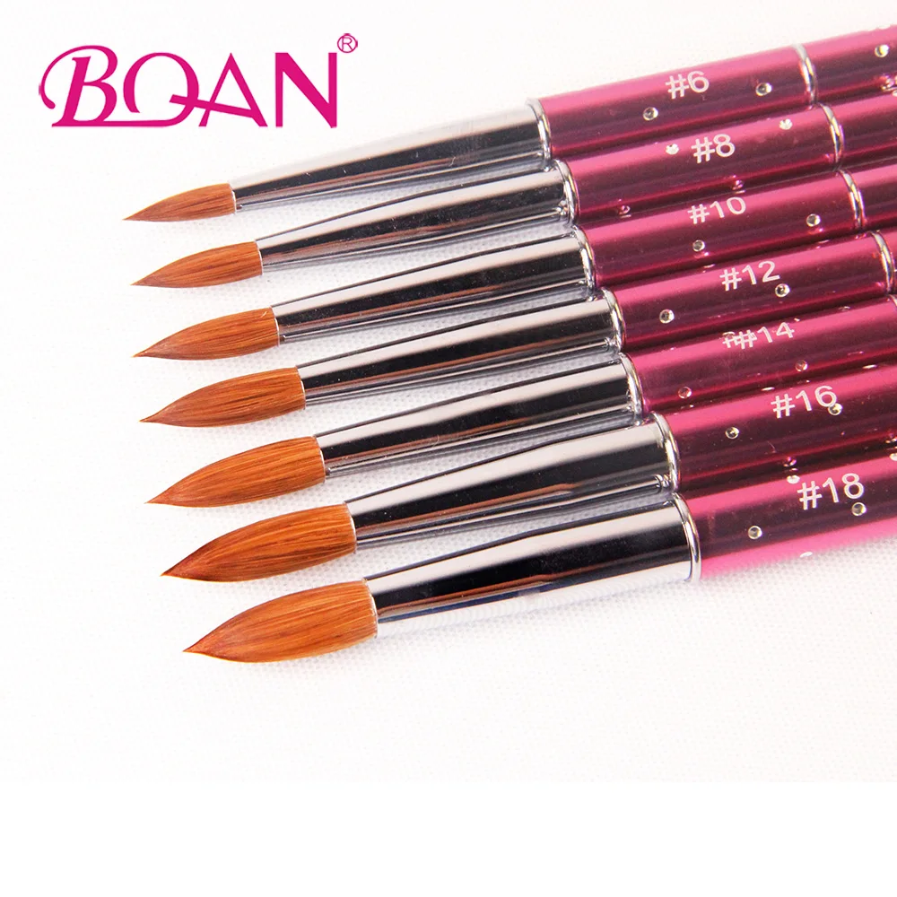 

BQAN 1pcs #6#8#10#12#14#16#18 Kolinsky Sable Brush Acrylic Nail Art Brush Nail Art Brush Pink Metal Crystal Acrylic 2017