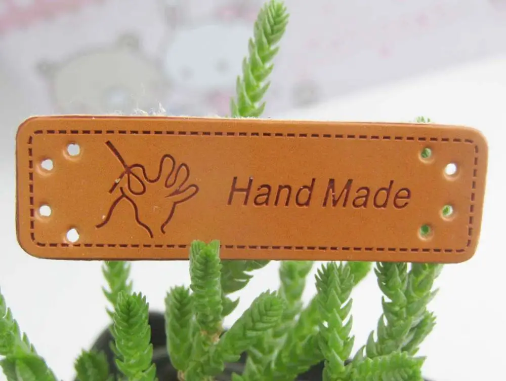 B Handmade sewing L0004 настроить 50 шт ПУ; кожа; с маркировкой ручной работы бирки для одежды 15 мм* 50 мм Швейные аксессуары - Цвет: B Handmade sewing