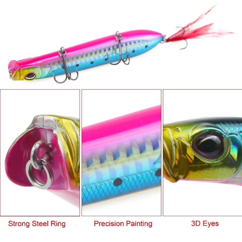 Runature Snake Popper Fihing приманка воблеры 3D глаза 105 мм 16 г/1 шт. французский крючки 5 цветов