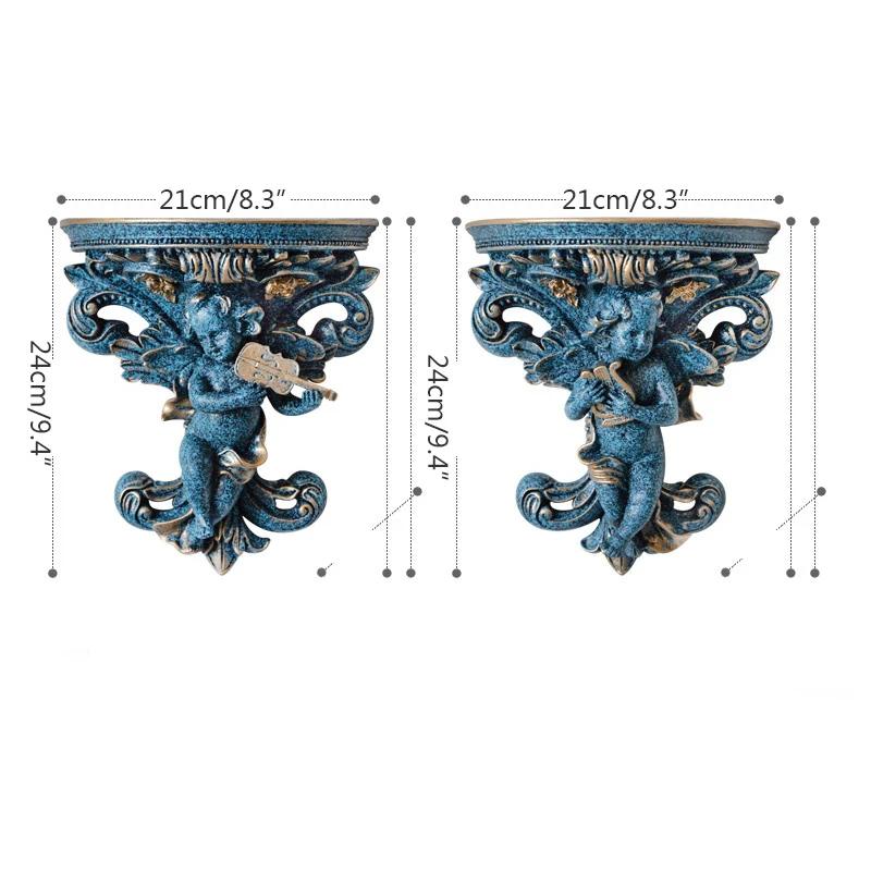 

Europe Creative Vintage Eros Cupid Angel Figurines Storage Racks Ornament Wall Hanging Living Room Storage Shelf Home Decoration