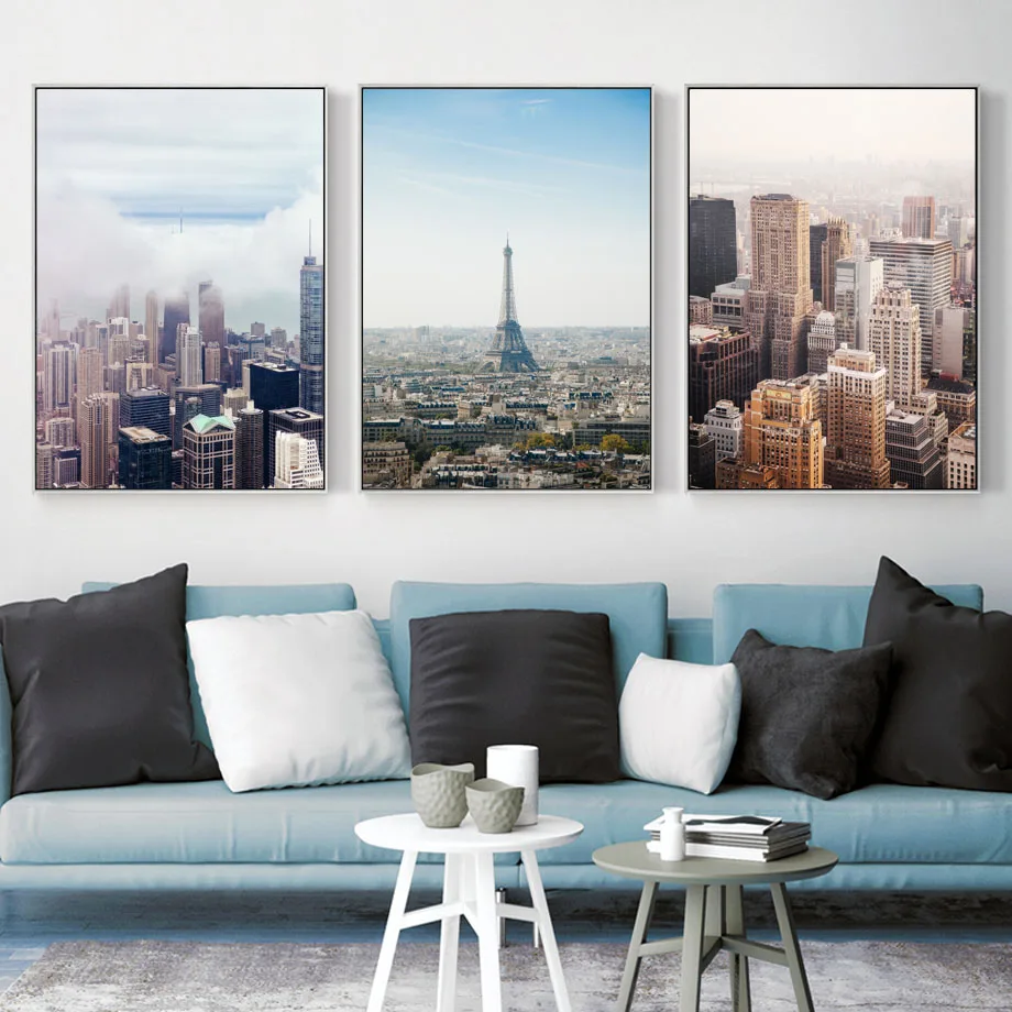 

Black White New York City Paris Tower Wall Art Canvas Painting Nordic Posters And Prints Wall Pictures For Living Room Decor