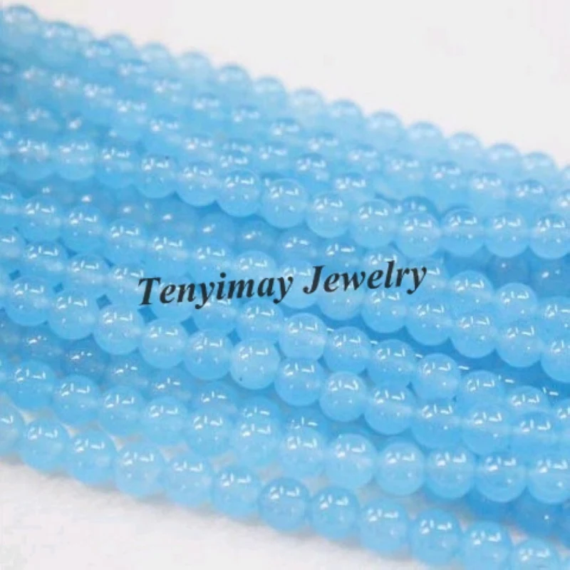 Модные 8 мм синие Бусины Jadee для ювелирных изделий DIY Халцедон свободные бусины 5 нитей/лот (50 шт/нить)