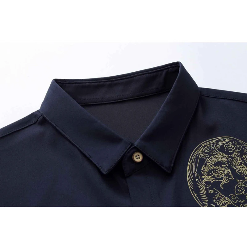 Мужская летняя рубашка с коротким рукавом и золотым принтом | одежда