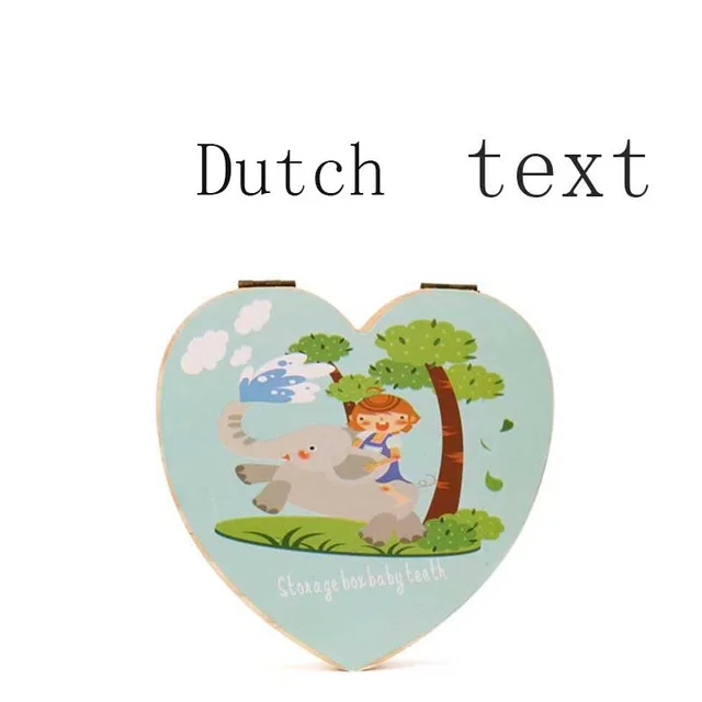 dutch text B Детский деревянный ящик для зубов португальский/английский/испанский/французский/Чешский деревянный органайзер для молочных зубов Сувенирный чехол для хранения - Цвет: dutch text B
