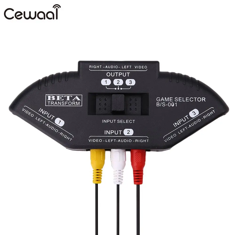 3 сторонний выход аудио видео сигнал AV RCA Селектор разветвительная коробка + 3RCA
