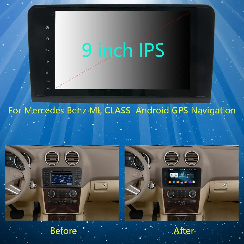 Автомобильный DVD-плеер 9 &quotIPS Android 0 8 ядер 4 Гб + 64 ГБ для Mercedes Benz ML GL Class W164 X164 ML350 ML500