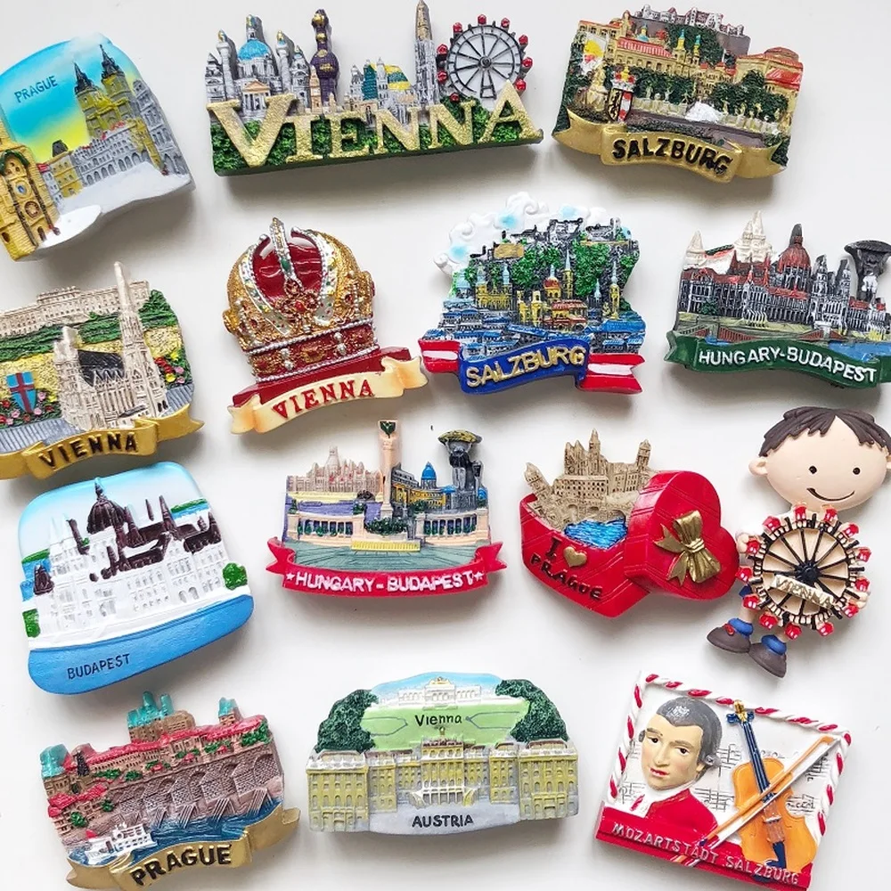 

BABELEMI European Tourist Souvenirs Fridge Magnets 3D Austria Czech Republic Hungary Refrigerator Magnet Vienna Prague Budapest