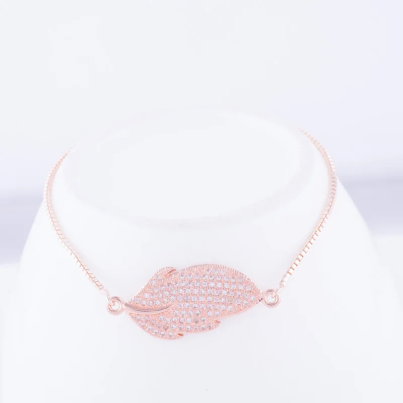 2018 новый дизайн микро паве цирконий соединитель лист шарм браслеты золотые цепи