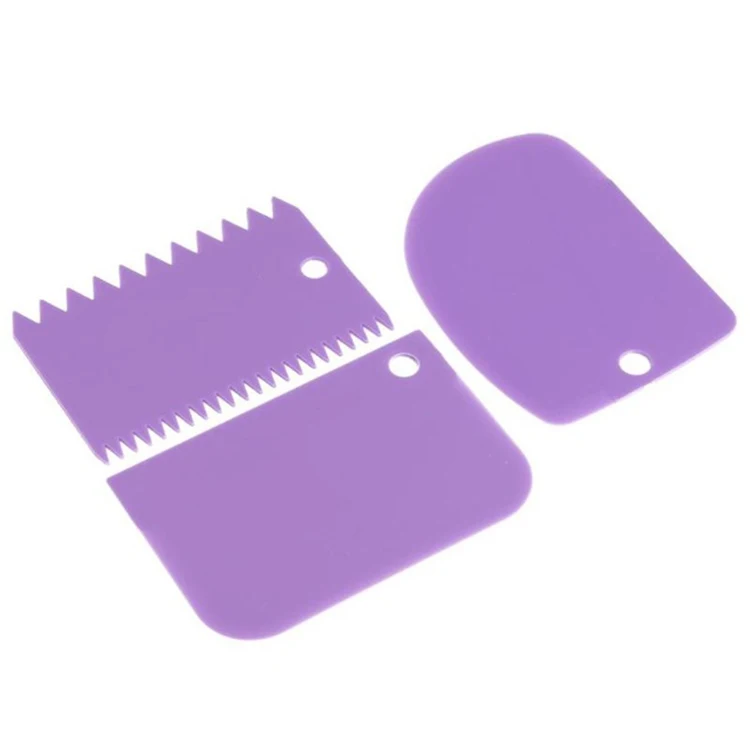 Purple 3 шт. пластиковый нож для резки теста, глазурь, скребок для мастики, шпатель для торта, выпечка, кондитерские изделия, аксессуары для дома, кухни, инструменты для выпечки тортов - Цвет: Purple