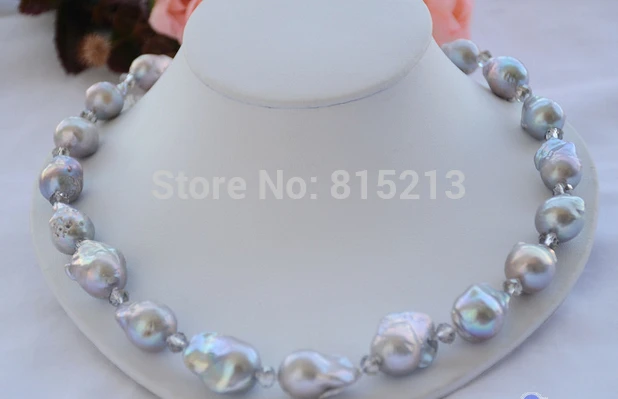 Ddh001450 серое ожерелье с кристаллами в стиле барокко REBORN PEARL|crystal necklace|necklace necklacepearl