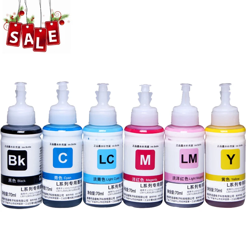 6X на основе красителя не OEM Набор для чернильных картриджей Epson L100 L110 L120 L132 L210 L222 L300