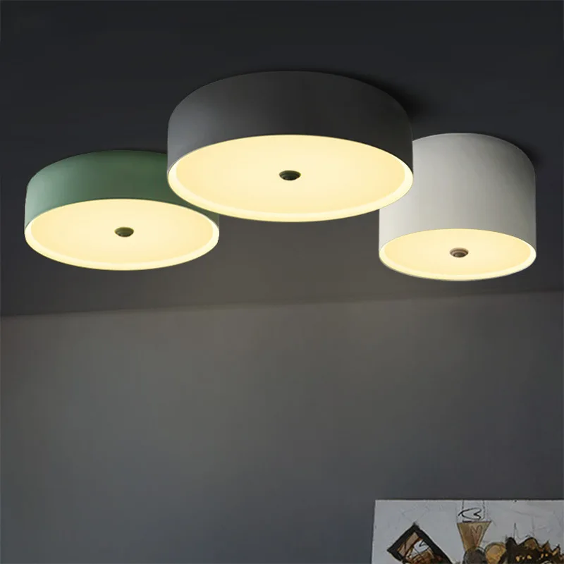 

Nordic Modern Living Room LED Ceiling Lamp Round Bedroom Lamp Simple Iron Restaurant Light Cafe Lamp Free Shipping