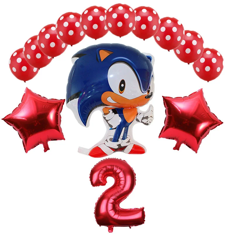 14 шт./лот Sega Соник Ежик супер герой двухсторонний Фольга шар мальчик девочка день