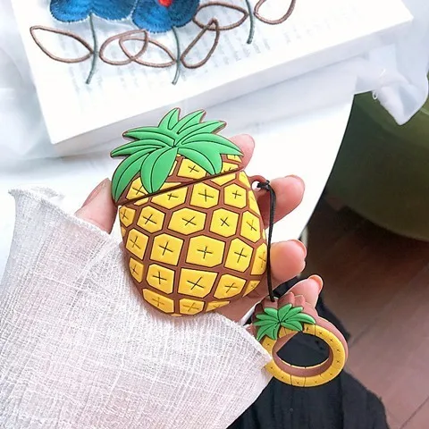 pineapple 1 Мультяшные беспроводные Bluetooth наушники чехол для Airpods чехол силиконовый арбуз наушники чехол для Apple защитный чехол для Airpods - Цвет: pineapple 1