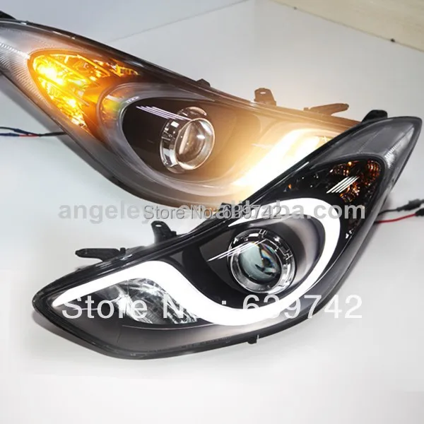 

For 2011-2013 Year Elantra LED Projector Lens Head Lamps with DRL LD