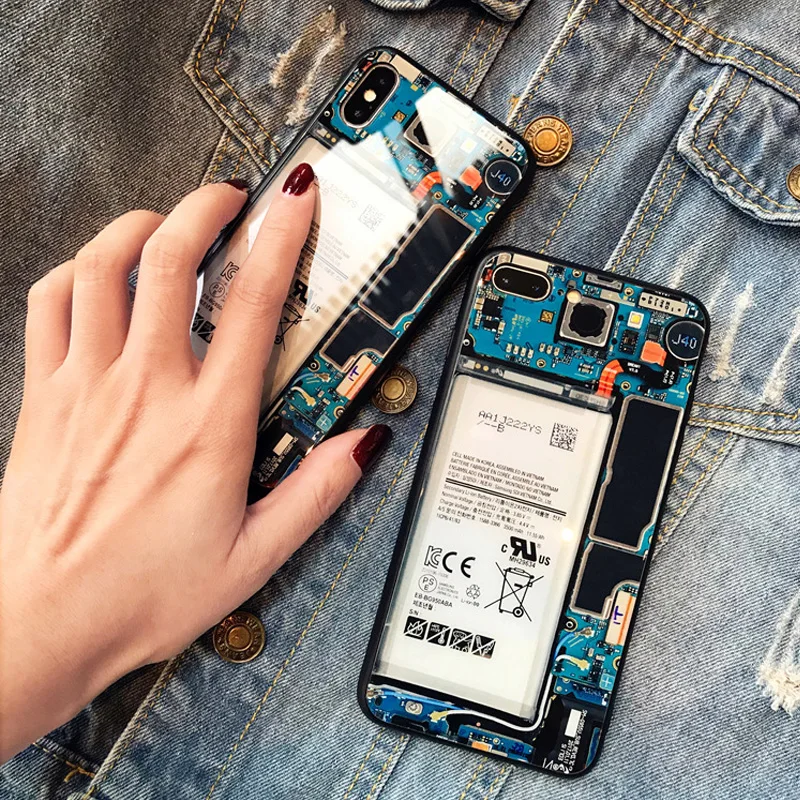 Чехол из закаленного стекла для телефона iPhone XS MAX XR X чехол в форме задней печатной