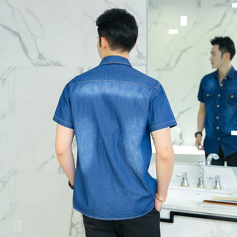 Джинсовая рубашка LONMMY 6XL/7XL/8XL для мужчин Повседневная облегающая хлопковая