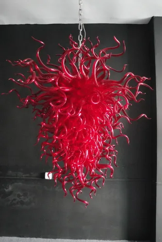 

Style Handmade Blown Glass Red Chandelier with LED Bulbs