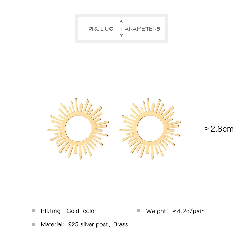 

New Fashion Jewelry Gold Color Round Circle Stud Earring For Women Tiny Hollow Sun Earring Wholesale Custom Gift Accessories