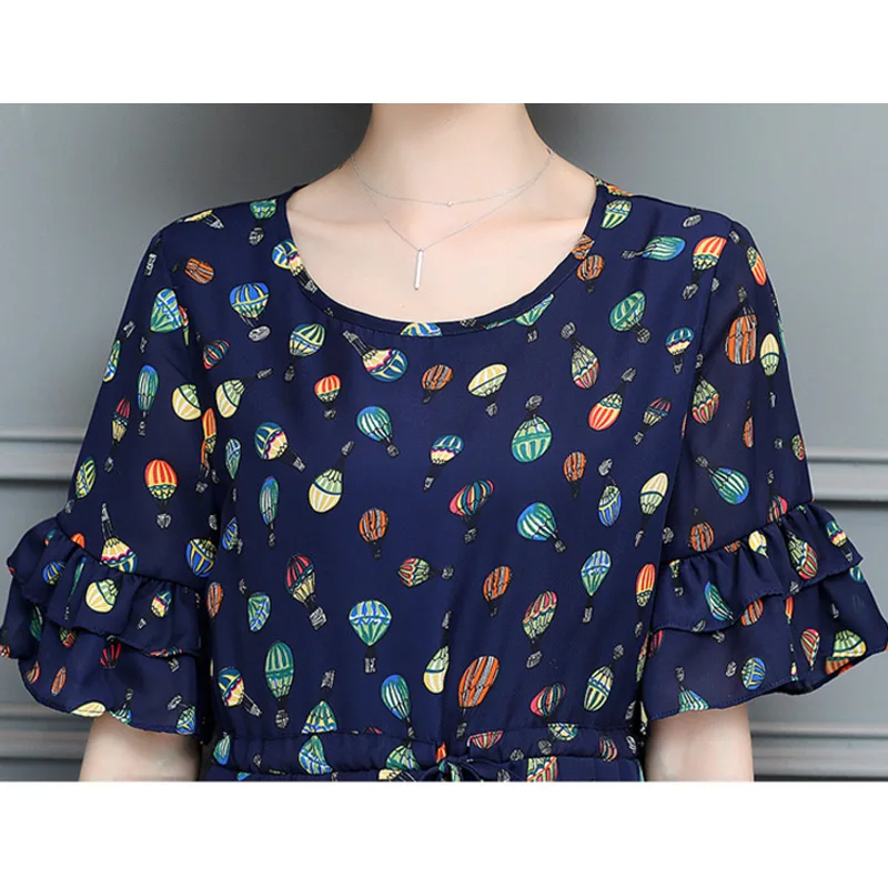 Корейская мода шифон оборки Элегантная блузка женские топы плюс размер 5XL