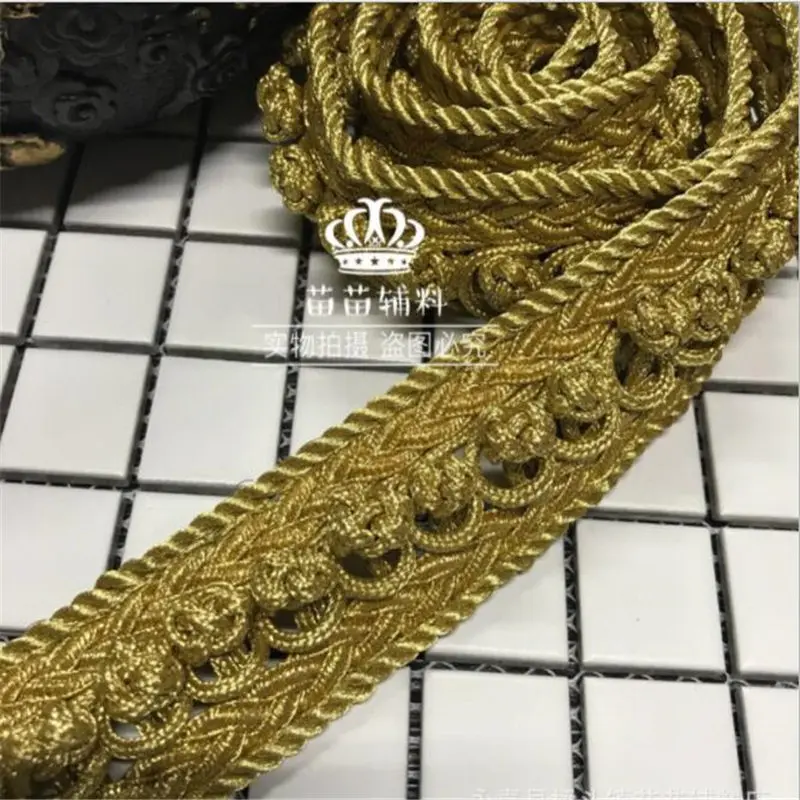 1 шт. = ярд ручная работа кружевная плетеная лента Золотая Пряжка кружевное