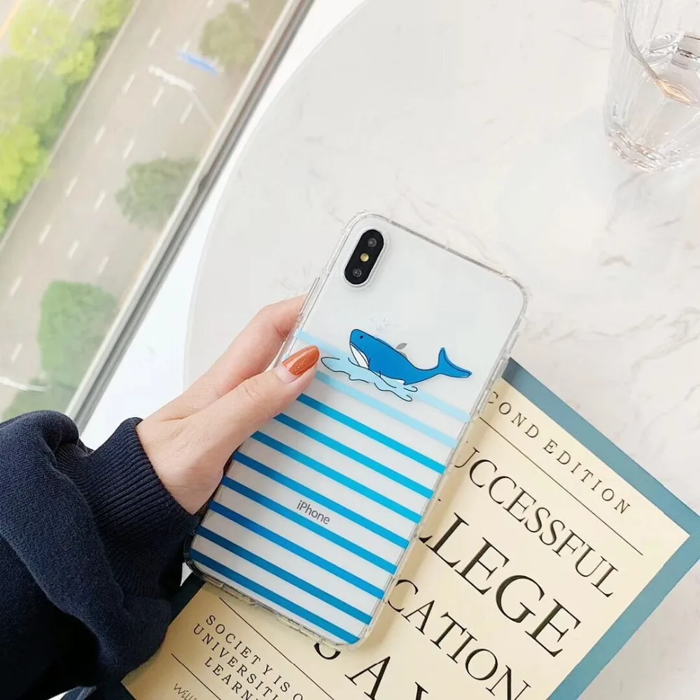 HUANQING мультфильм милый КИТ сотовый телефон чехол для iPhone 6 6S 7 7Plus 8 8Plus XR XS Max
