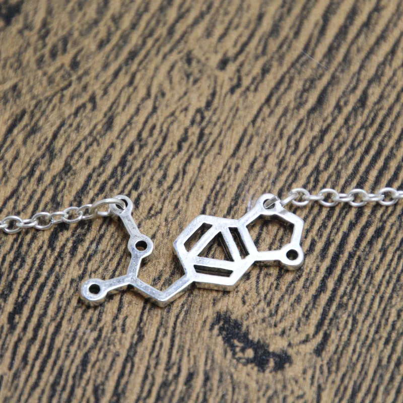 

12pcs/lot DMT Necklace Silver Molecule Chemistry Graduation Necklace,Science Bridesmaid Necklace