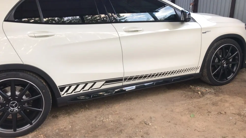 Автостайлинг 2 шт. автомобильная наклейка боковая юбка гирлянда кузова для Mercedes