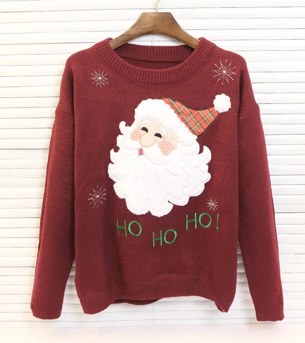 Summer and winter 2019 hot style Europe the United States Santa Claus head sweater | Женская одежда