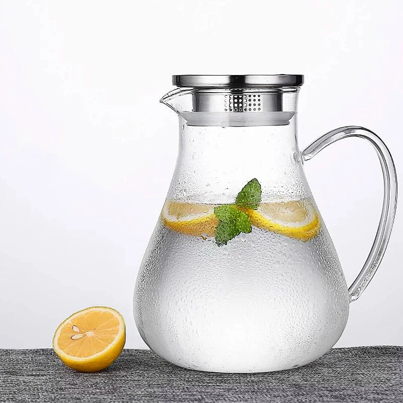 

1900ml large capacity cold kettle thick glass teapot transparent juice pot home multi-function kettle can be directly heated