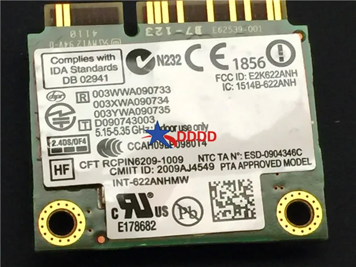 Оригинал для ноутбука Dell Latitude E6410 6200 Mini PCI Wifi беспроводная карта 622ANHMW 02GGYM