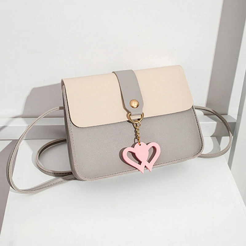 

1PCS PU Leather Handbag Women Shoulder Bag Famous Brands Heart Pendant Crossbody Bag For Ladies Phone Coin Clutch Bags