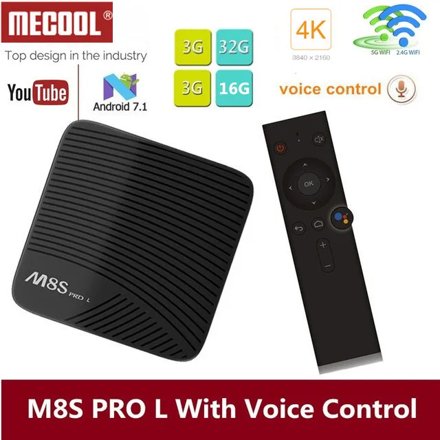 Mecool M8S PRO L Smart tv Box Android 7,1 Amlogic S912 3 ГБ ОЗУ 32 Гб ПЗУ 5G Wifi приставка с голосовым пультом дистанционного управления IP tv Box