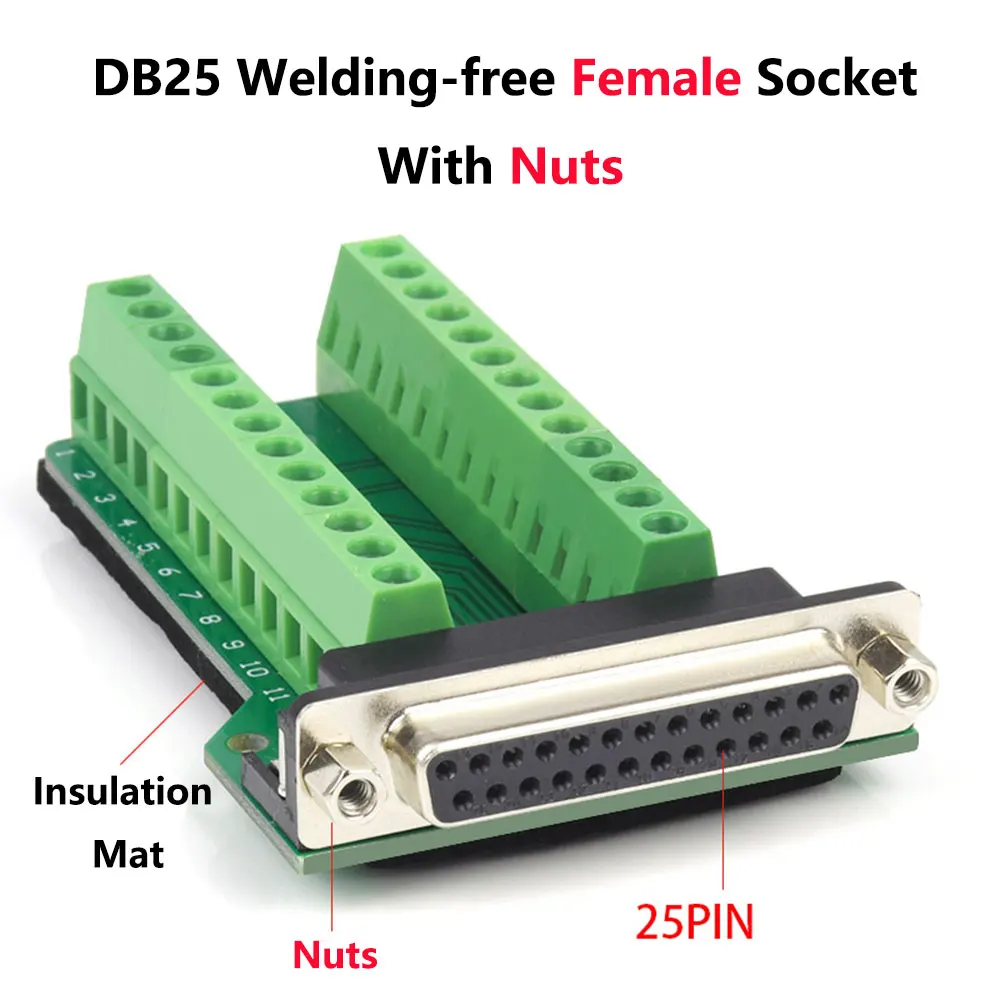 DB25 без сварки с разъемом папа муфтовый стыковочный переводник 2 рядами 25 Pin