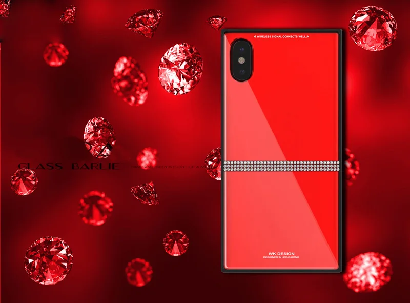 Роскошное уникальное квадратное закаленное стекло чехол для iPhone X XS XR 8 plus простой Блестящий Алмазный чехол для iPhone XS max 7 8 plus