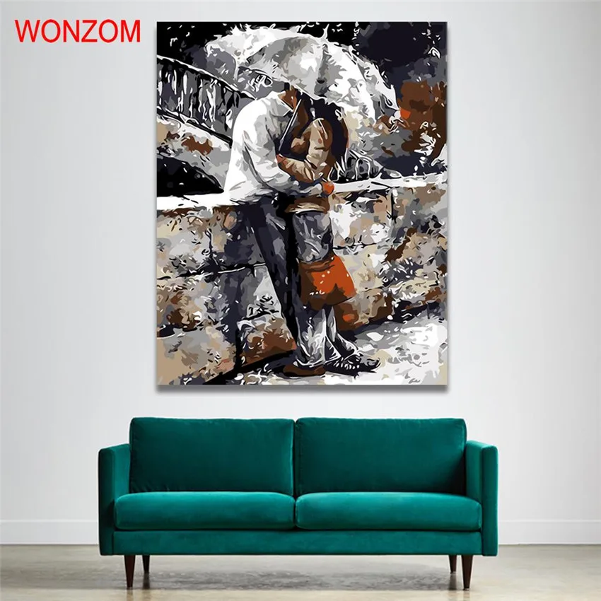 

WONZOM Sweetheart Pictures Painting By Numbers On Canvas DIY HandPainted For Home Decor Frameless Art Gift Coloring By Numbers