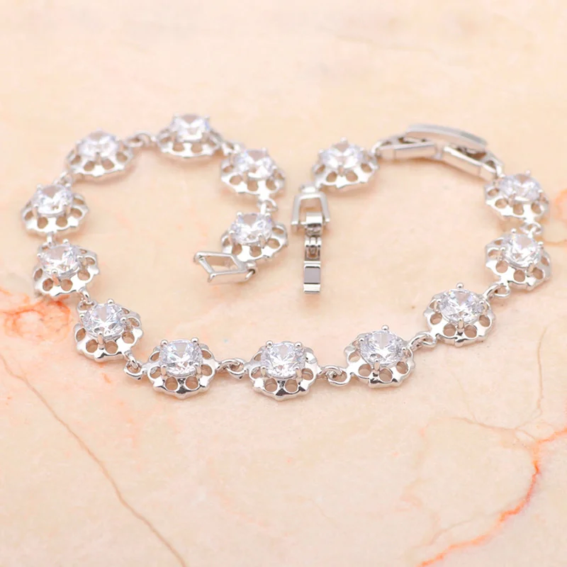 ROLILASON просто шик белый кристалл Циркон Серебряный браслет-цепочка здоровье